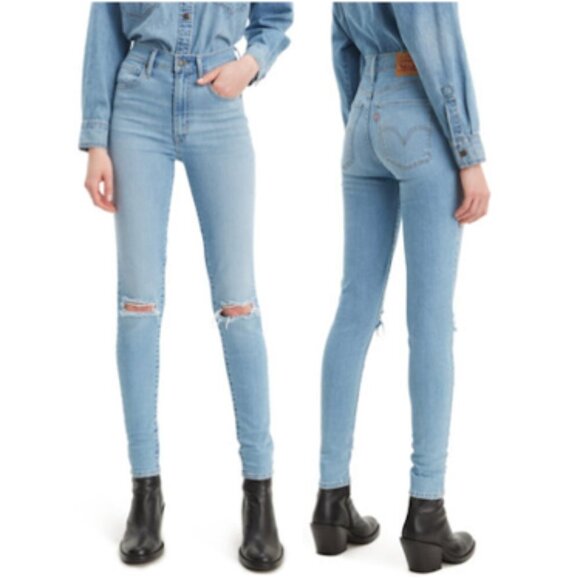 LEVI'S Mile High Super Skinny Jeans High Rise Distressed Light Wash StretchDenim - Picture 1 of 8